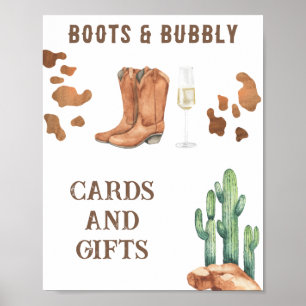 Póster botas y bolas de ducha nupciales y regalos