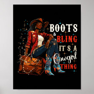 Póster Botas y brillo es cosa de vaquera, Historia negra