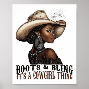 Póster Botas y brillo es cosa de vaquera Western Country