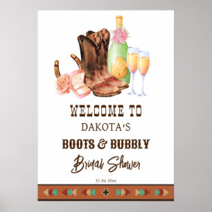 Póster Botas y burbujeante bienvenida de brunch de vaquer