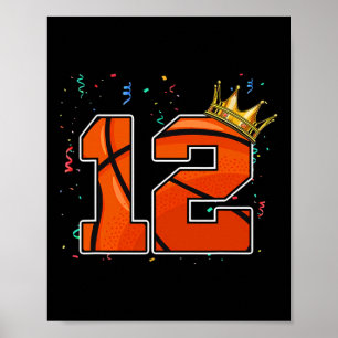Póster Bote de Baloncesto de cumpleaños número grande 12