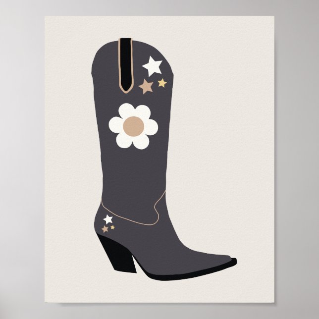 Póster Bote De Cowboy 04 Negro Y Crema (Frente)