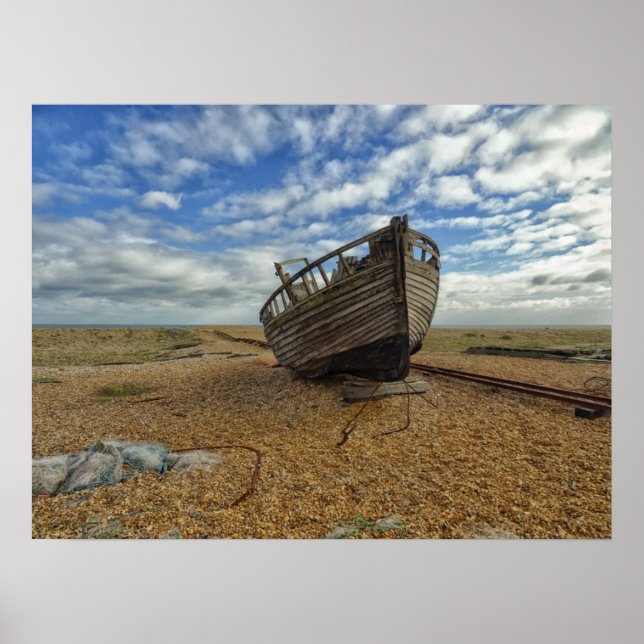 Póster Bote de pesca de madera abandonada | Dungeness (Frente)