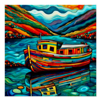 Póster Bote en fiordo 4