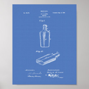 Póster Botella 1898 Patent Art Blueprint