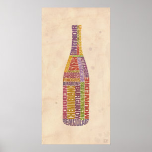 Póster Botella de la palabra del vino de Borgoña
