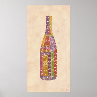Póster Botella de Palabra de Vino de Borgoña