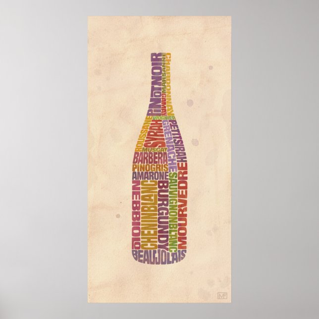 Póster Botella de Palabra de Vino de Borgoña (Frente)