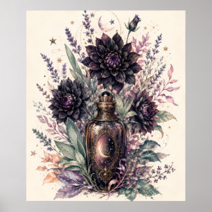 Póster Botella de Poción Bruja Black Dahlia Celestial