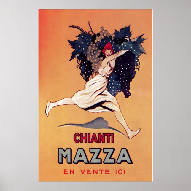 Póster Botella de vino Chianti Toscana Champán Comida y (Frente)