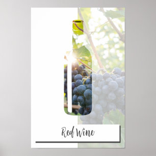 Póster Botella de vino tinto con foto y texto personaliza