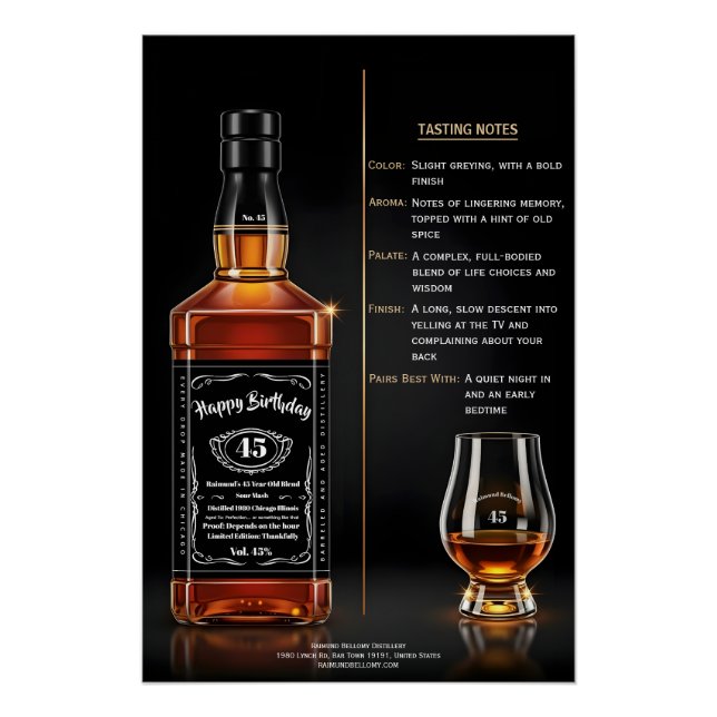 Póster Botella de Whiskey Envejecida a la Perfección Cump (Anverso)