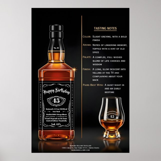 Póster Botella de Whisky Envejecida a la Perfección Cumpl (Frente)