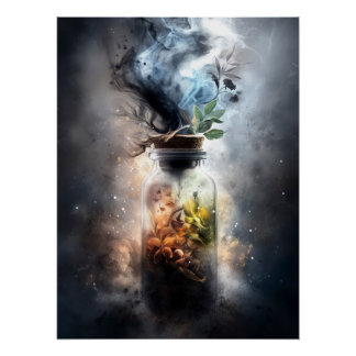 Póster Botella encantada de vida y sombras