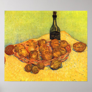 Póster Botella, Lemones y Naranjas por van Gogh