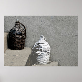 PÓSTER BOTELLAS ANTIGUAS DE WICKER