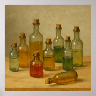 Póster Botellas apotecarias de época de vida fija - Tonos