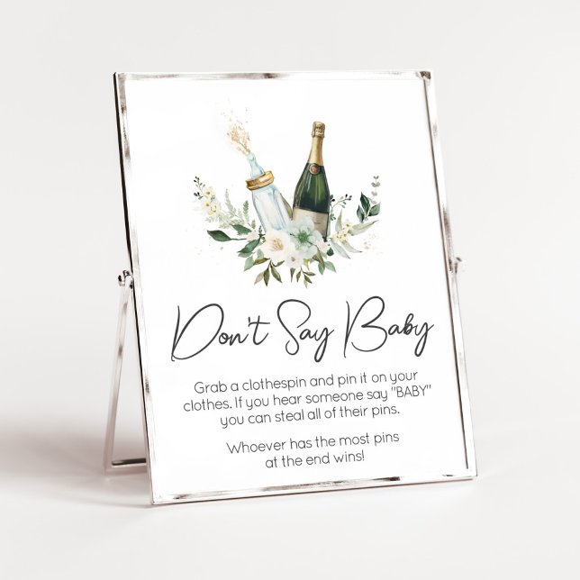 Póster Botellas de bebé de Poppin Baby Shower no dicen be (Poppin' Bottles Baby Shower Don't Say Baby Sign )