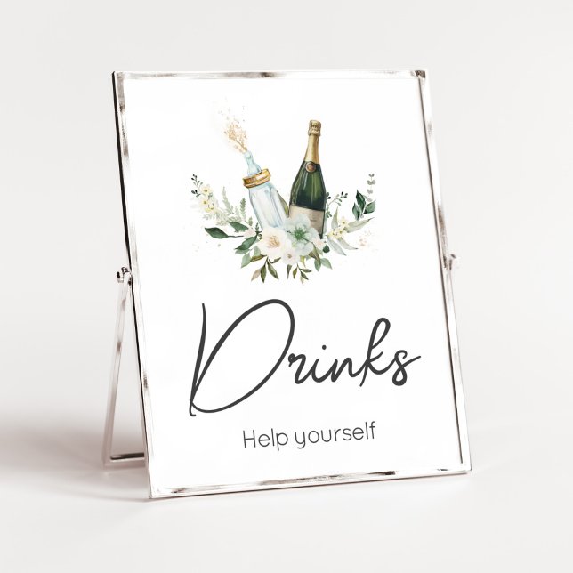 Póster Botellas de bebé de Poppin' Bebidas Baby Shower (Poppin' Bottles Baby Shower Drinks Sign)