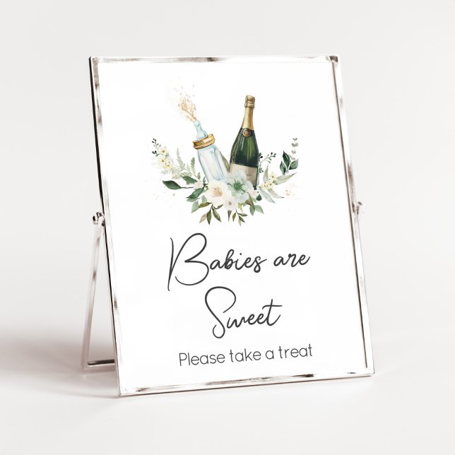 Póster Botellas de bebé de Poppin' Botellas de Baby Showe (Poppin' Bottles Baby Shower Babies are Sweet Sign)