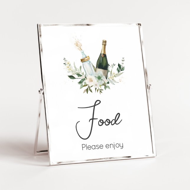 Póster Botellas de bebé de Poppin' Comida Baby Shower (Poppin' Bottles Baby Shower Food Sign)