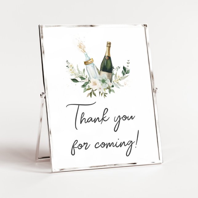 Póster Botellas de bebé de Poppin' Gracias por venir (Poppin' Bottles Baby Shower Thank you for Coming Sign)