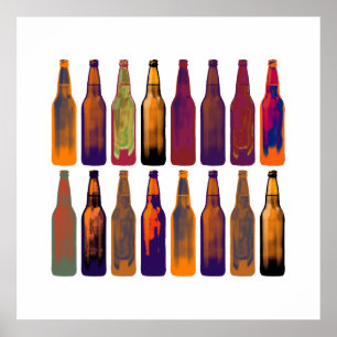 Póster botellas de cerveza de color