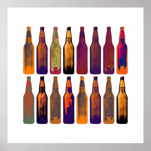 Póster botellas de cerveza de color (Frente)