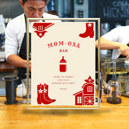 Póster Botellas de Mom-osa y Boots Cowboy Retro Baby Show