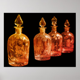 Póster Botellas de perfume de vidrio retro grabadas suave
