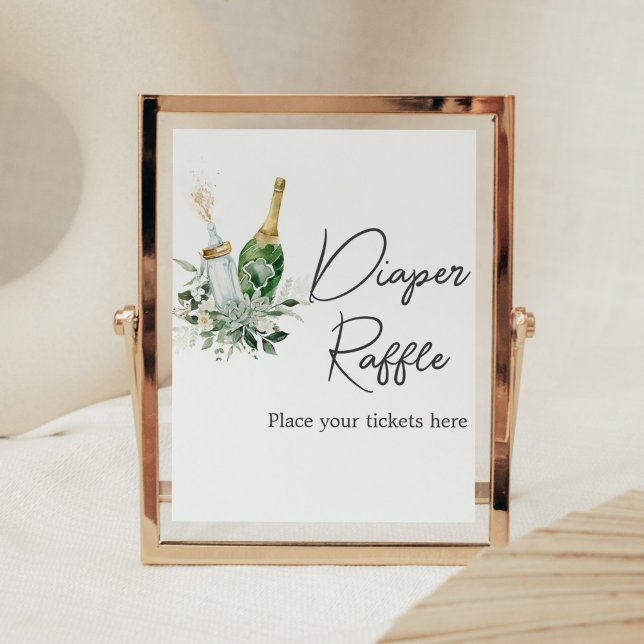 Póster Botellas de Poppin' Baby Shower Diaper Raffle (Poppin' Baby Bottles Baby Shower Diaper Raffle Sign)