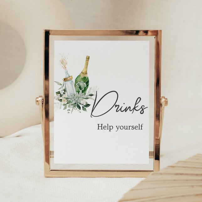 Póster Botellas de Poppin' Bebidas Baby Shower (Poppin' Baby Bottles Baby Shower Drinks Sign)