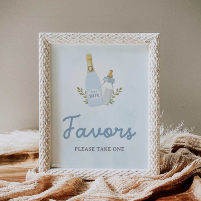 Póster Botellas de Poppin Boy Baby Shower favorece el Rót (Poppin Bottles boy baby shower Favors print)