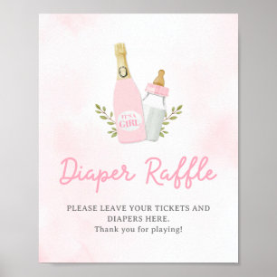 Póster Botellas de Poppin Chica Baby Shower Diaper Raffle