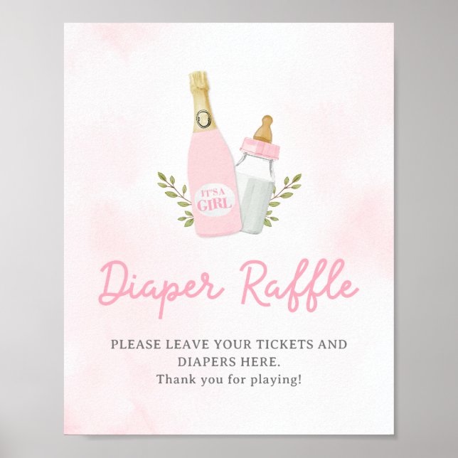 Póster Botellas de Poppin Chica Baby Shower Diaper Raffle (Frente)