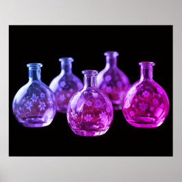 Póster Botellas de vidrio con plantilla Pared de fondo ne