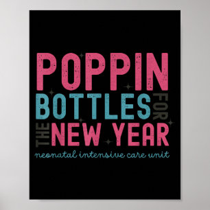 Póster Botellas Pn Para El Año Nuevo, Partera Nochevieja