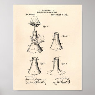 Póster Botellas protectoras de mano 1895 Patent Art Old P