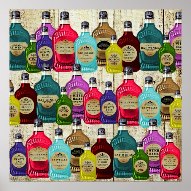Póster Botellas Tónicas de la poción mágica del hombre de (Frente)