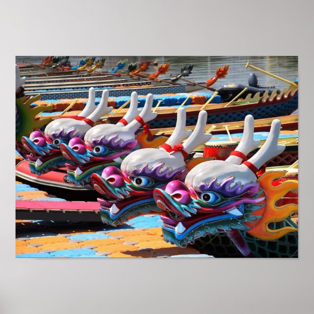 Póster Botes de dragón chinos en Taiwán (Frente)