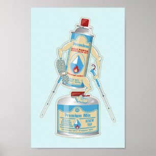 Póster Botes de gas para la cocina del campamento excursi