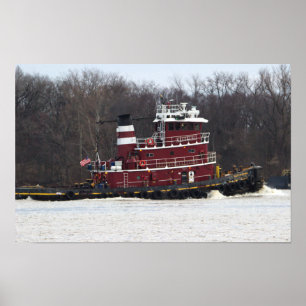 Póster Botes de remolque en el Poster del río Delaware