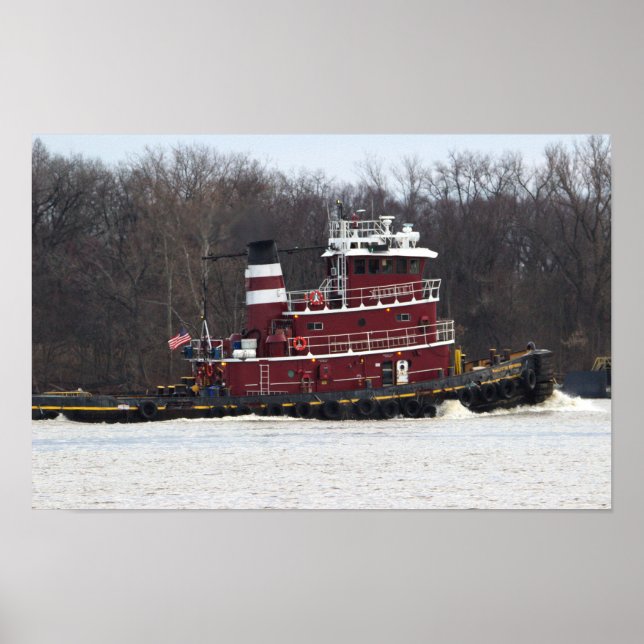 Póster Botes de remolque en el Poster del río Delaware (Frente)