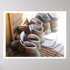 Póster Botes De Senderismo En La Puerta De La Cabina