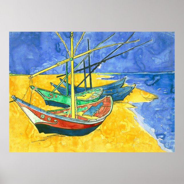 Póster Botes de Vincent van Gogh en Saintes-Marie Waterco (Frente)