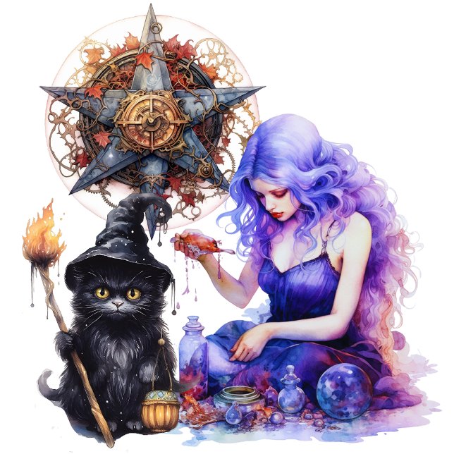 Póster Botica de Bruja (Alchemy of Knowledge, Artistry of Spells: Witch Lab Awaits Your Discovery.)