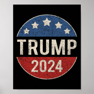 Póster Botón De Campaña Retro 2024 Sobre El Presidente Tr