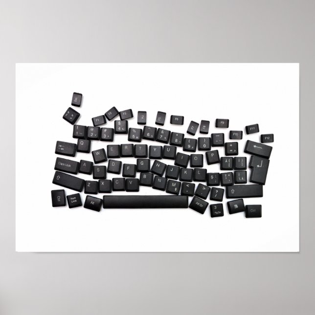 Póster botón de letra de computadora de teclado dislexia  (Frente)