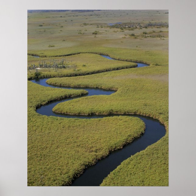 Póster Botswana, Africa. Arial view Okavango river. (Frente)