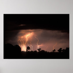 Póster Botswana, Reserva Natural de Moremi, Relámpagos